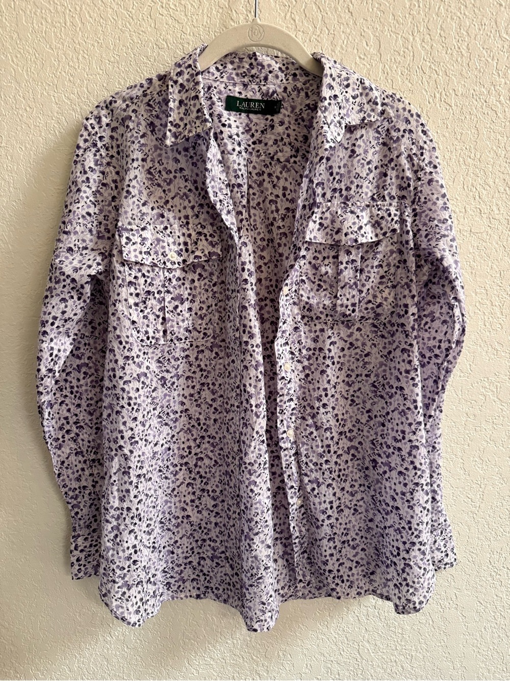 Ralph Lauren Lavender and White Floral Button-Up Shirt